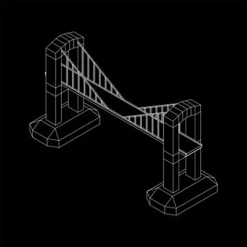 Bridge connection structure wireframe Stock Illustration