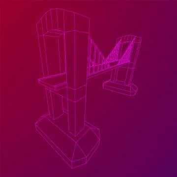 Bridge connection structure wireframe Stock Illustration