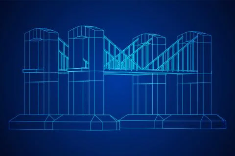 Bridge connection structure wireframe Stock Illustration