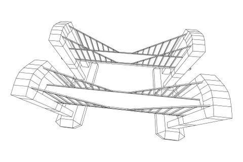 Bridge connection structure wireframe Stock Illustration