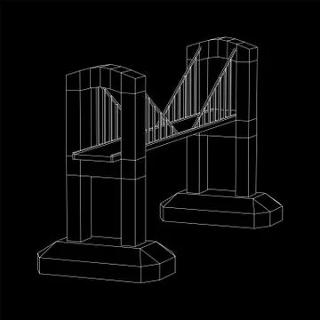 Bridge connection structure wireframe Illustrazione stock