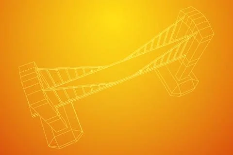 Bridge connection structure wireframe 스톡 일러스트