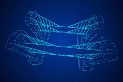 Bridge connection structure wireframe Stock Illustration