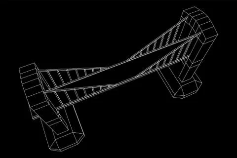 Bridge connection structure wireframe Illustrazione stock