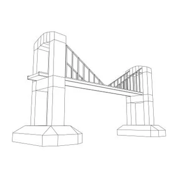 Bridge connection structure wireframe 스톡 일러스트