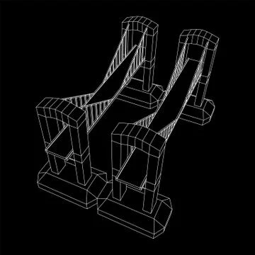Bridge connection structure wireframe 스톡 일러스트
