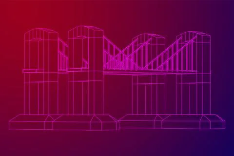Bridge connection structure wireframe Stock Illustration