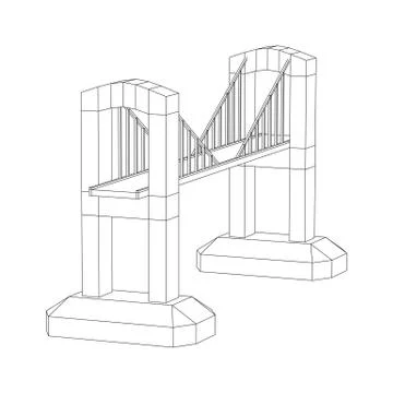 Bridge connection structure wireframe 스톡 일러스트
