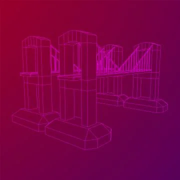 Bridge connection structure wireframe 스톡 일러스트