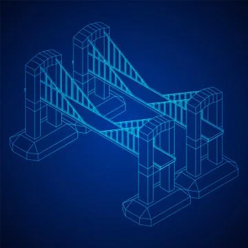 Bridge connection structure wireframe Stock Illustration