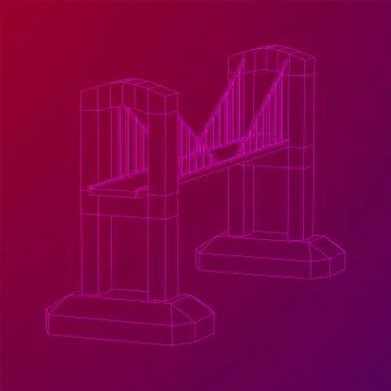 Bridge connection structure wireframe Stock Illustration