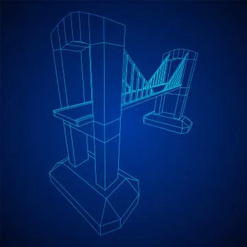 Bridge connection structure wireframe Stock Illustration