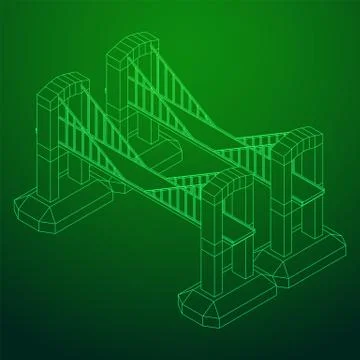 Bridge connection structure wireframe Stock Illustration