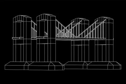 Bridge connection structure wireframe Stock Illustration