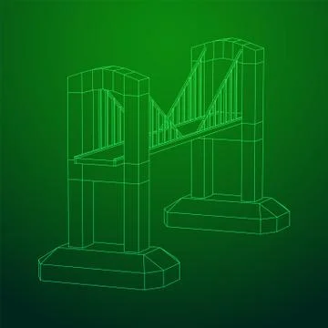 Bridge connection structure wireframe Stock Illustration