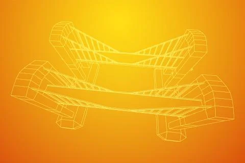 Bridge connection structure wireframe Stock Illustration
