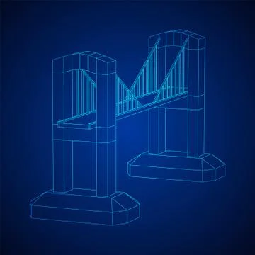Bridge connection structure wireframe Stock Illustration