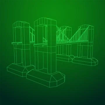 Bridge connection structure wireframe Stock Illustration