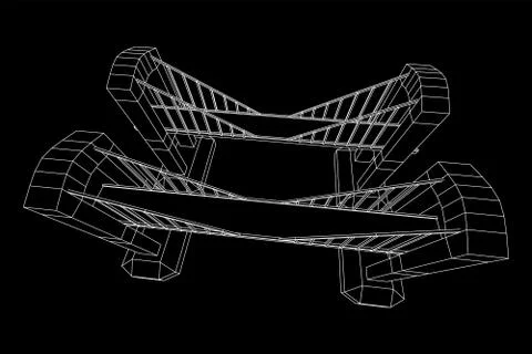 Bridge connection structure wireframe Stock Illustration