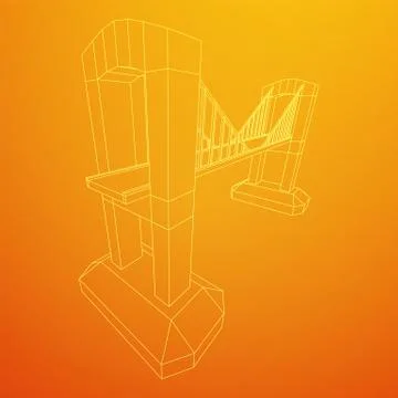 Bridge connection structure wireframe Stock Illustration