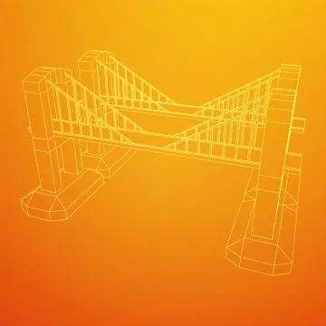 Bridge connection structure wireframe Illustrazione stock