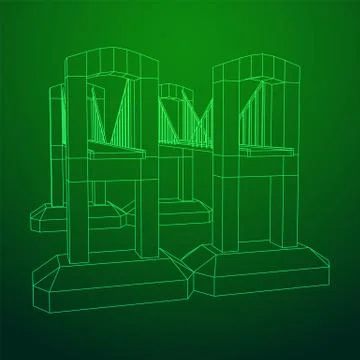 Bridge connection structure wireframe 스톡 일러스트