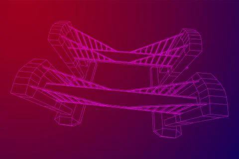 Bridge connection structure wireframe Stock Illustration