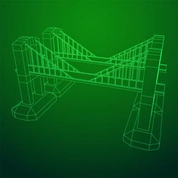 Bridge connection structure wireframe 스톡 일러스트