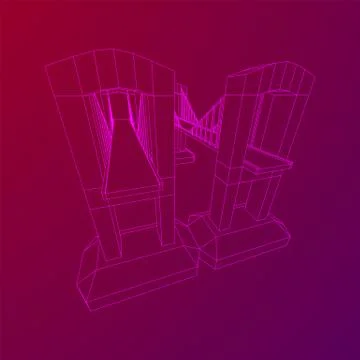 Bridge connection structure wireframe 스톡 일러스트