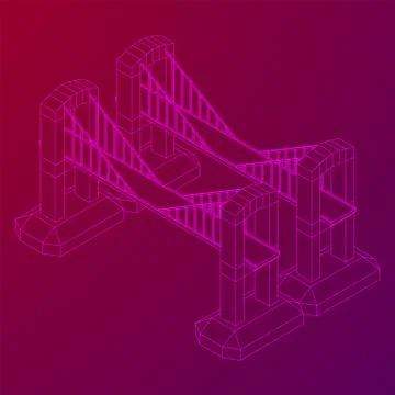 Bridge connection structure wireframe Stock Illustration