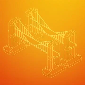 Bridge connection structure wireframe Illustrazione stock