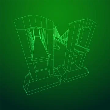 Bridge connection structure wireframe Stock Illustration