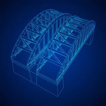 Bridge connection structure. Wireframe low poly mesh Stock Illustration