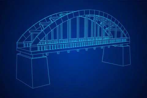Bridge connection structure. Wireframe low poly mesh Illustrazione stock