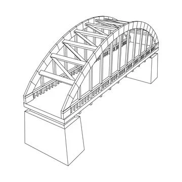 Bridge connection structure. Wireframe low poly mesh Illustrazione stock