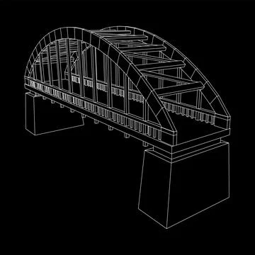 Bridge connection structure. Wireframe low poly mesh Illustrazione stock