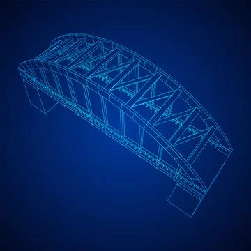 Bridge connection structure. Wireframe low poly mesh 스톡 일러스트