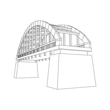 Bridge connection structure. Wireframe low poly mesh Stock Illustration