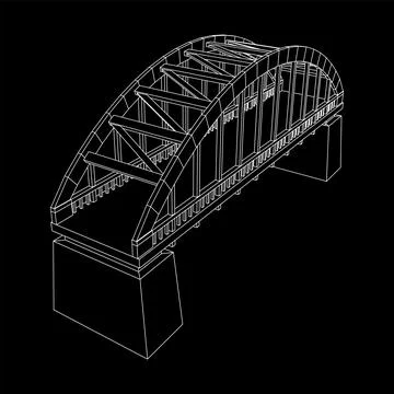 Bridge connection structure. Wireframe low poly mesh Stock Illustration