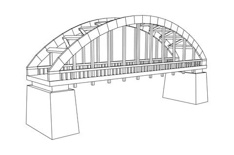 Bridge connection structure. Wireframe low poly mesh Illustrazione stock