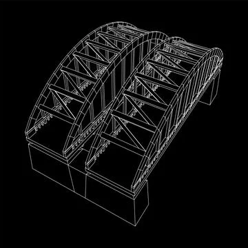 Bridge connection structure. Wireframe low poly mesh Stock Illustration