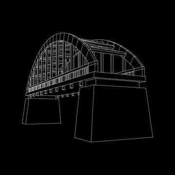 Bridge connection structure. Wireframe low poly mesh 스톡 일러스트