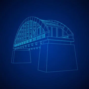 Bridge connection structure. Wireframe low poly mesh Stock Illustration