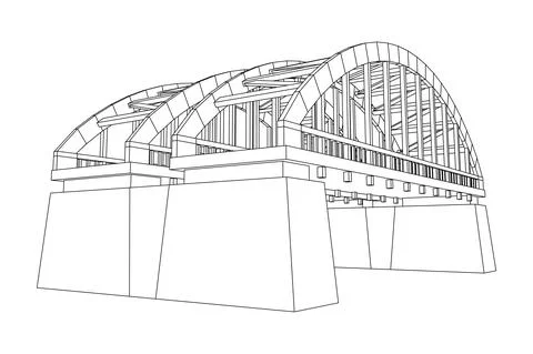 Bridge connection structure. Wireframe low poly mesh 스톡 일러스트