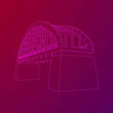 Bridge connection structure. Wireframe low poly mesh Stock Illustration