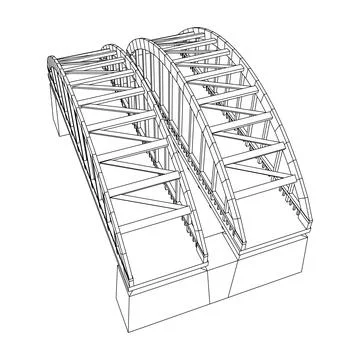 Bridge connection structure. Wireframe low poly mesh Stock Illustration