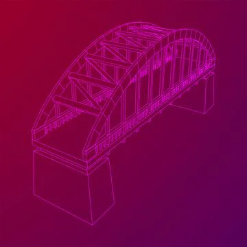 Bridge connection structure. Wireframe low poly mesh 스톡 일러스트