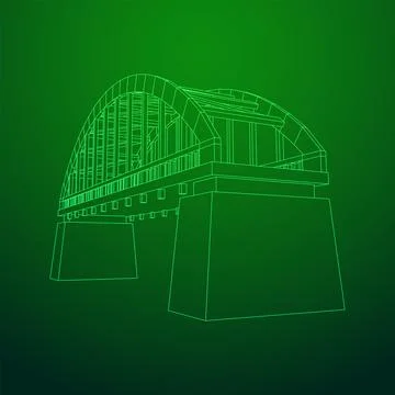 Bridge connection structure. Wireframe low poly mesh Stock Illustration