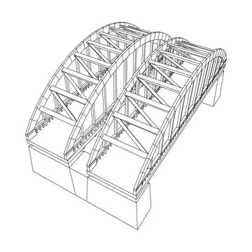 Bridge connection structure. Wireframe low poly mesh Stock Illustration