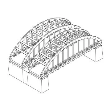 Bridge connection structure. Wireframe low poly mesh Stock Illustration